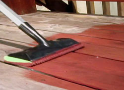 Applying Thompson's Waterproofing Stain using a painting pad