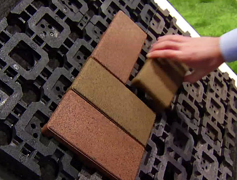 Brick pavers in grid