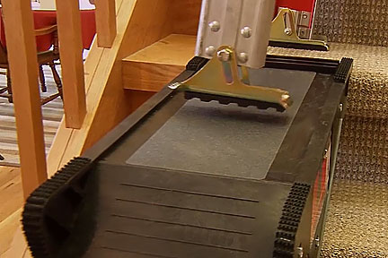 A pivot ladder on a step 