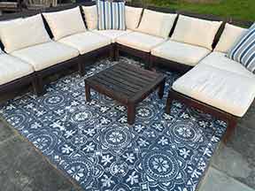 outside stenciled concrete patio